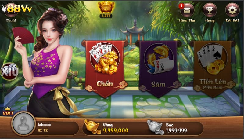 Giao diện bắt mắt của game bài 88VV được cược thủ yêu thích